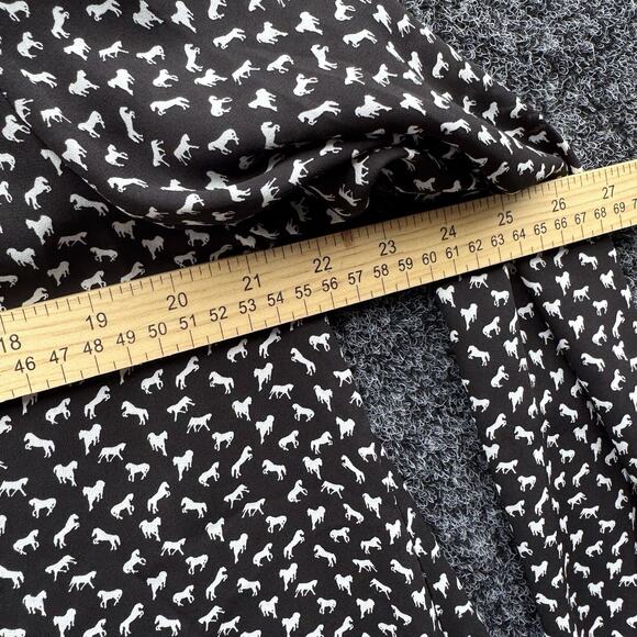 Free People Black White Horse Print Long Sleeve Collared Blouse~Relax Fit~Large - Picture 5 of 6